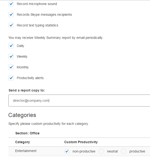 The option Automatical alerts allows StaffCounter to automatically determine violations in the workplace.