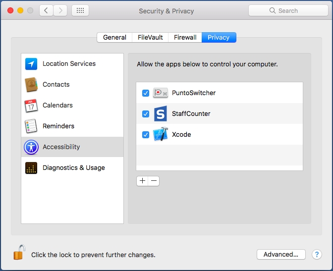 System Preferences/Security & Privacy/Privacy/Acessibility.