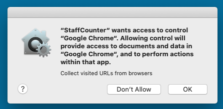 Allow to StaffCounter application the access to Google Chrome web history.