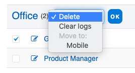 Clear log history, delete device, move employee’s device to another department.