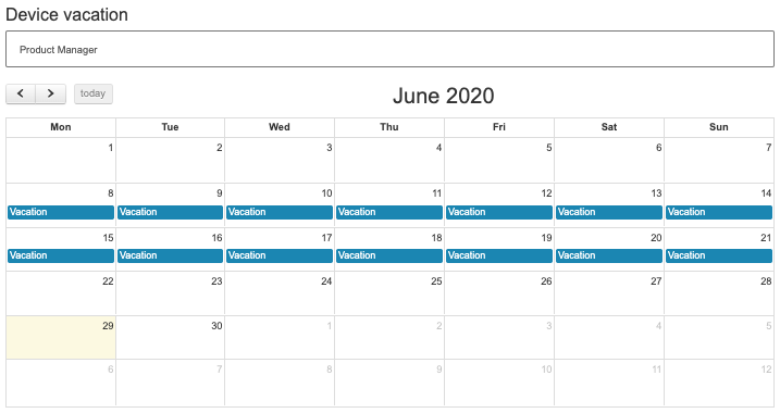 Vacation schedule.