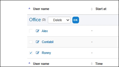 Auswahl des Löschbefehls für ein Gerät im Dashboard
