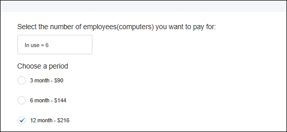 Einstellen der Geräteanzahl auf In Use während der Verlängerung