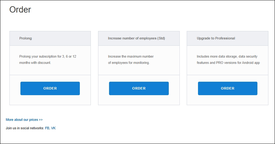 Ordering Standard plan options